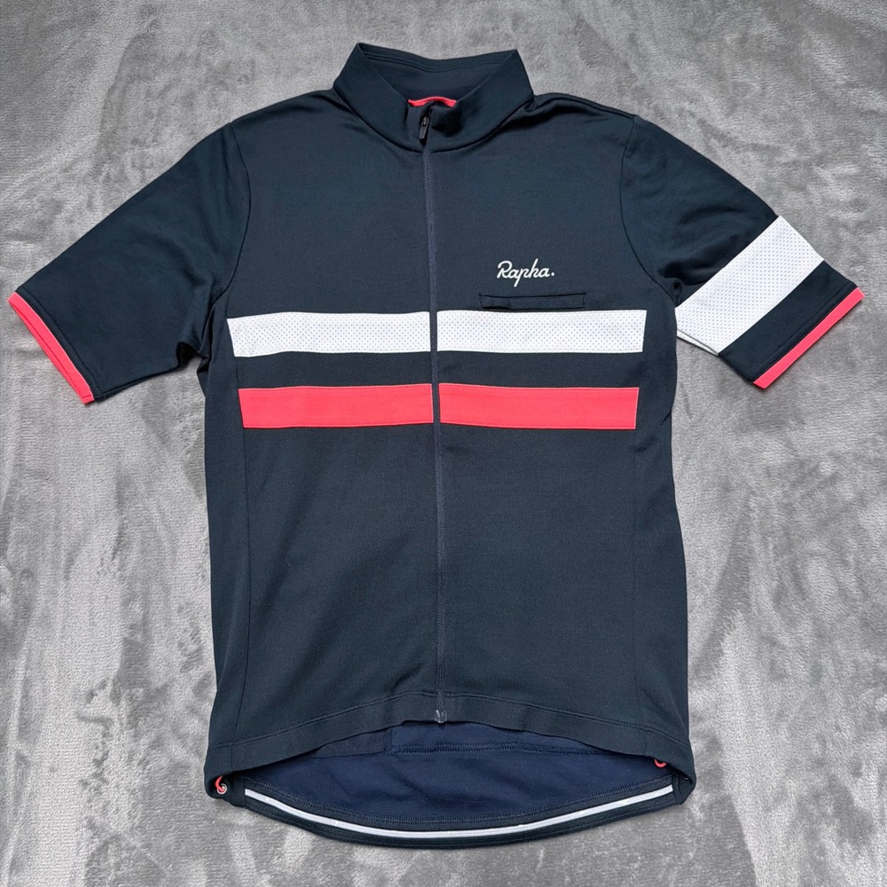 Rapha Brevet Jersey II Cycling Jersey Mens Medium Navy Blue Wool Blend
